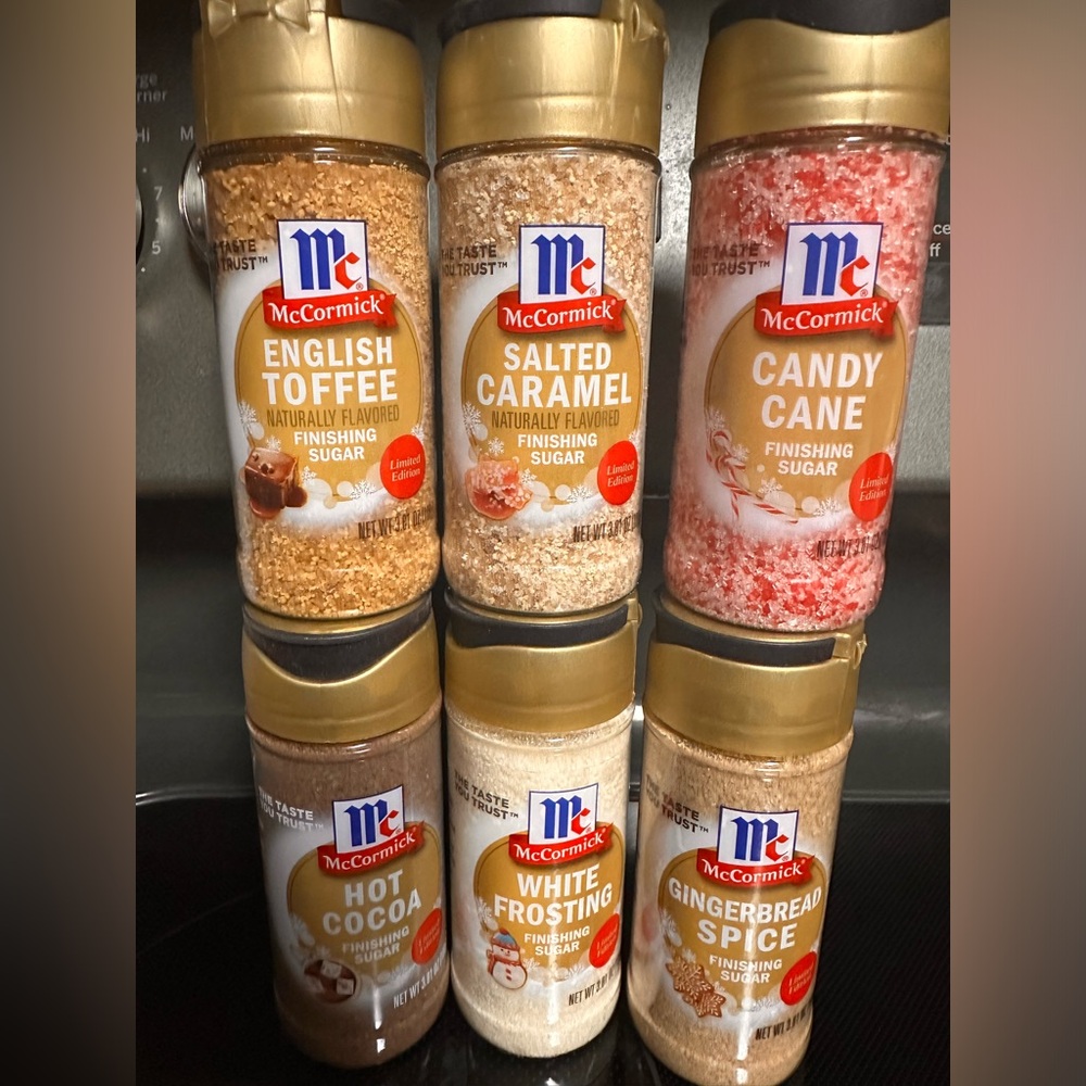 McCormick Finishing Sugar Candy Cane Frosting Cocoa Toffee Caramel Gingerbread